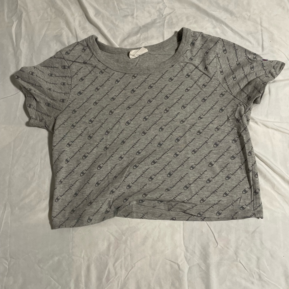 gray champion cropped tee